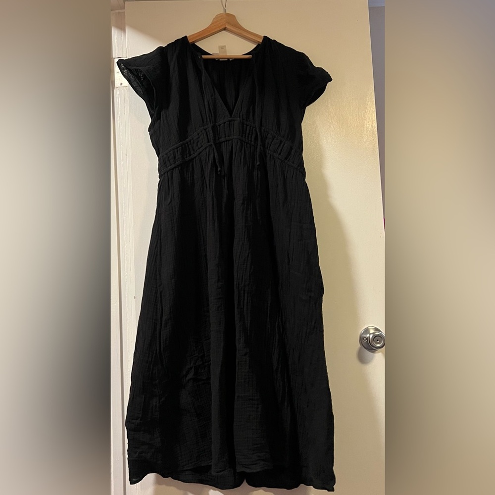 H&M Black Gauze Maxi Dress XL